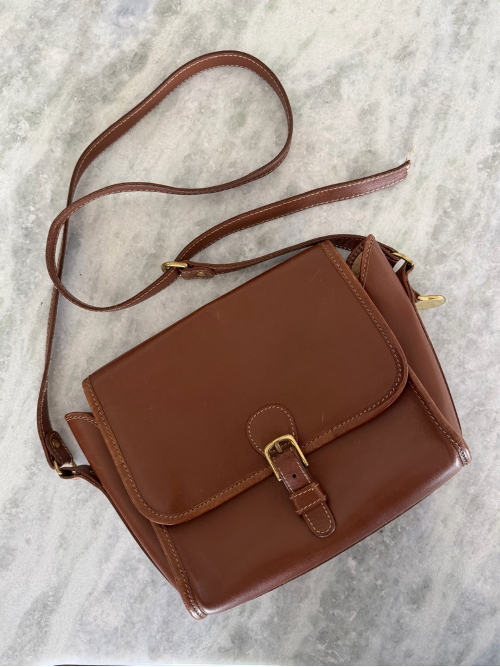 Vintage Brahmin Brown Leather Saddle Bag